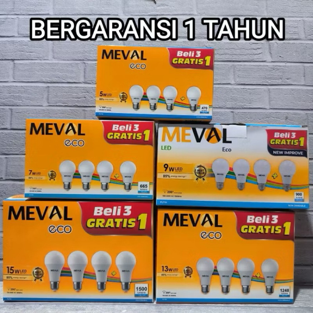 Jual MEVAL PAKET ISI 4PCS LAMPU LED BELI 3 GRATIS 1 5W 7W 9W 11W 13W ...