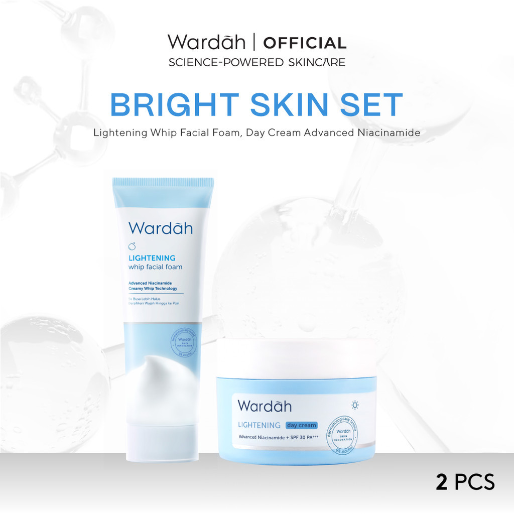 Wardah [2 pcs] Paket Skincare Solusi Masalah Kulit All Series - Face Wash Moisturizer Day Cream (Lightening, Perfect Bright, Crystal Secret, Hydra Rose, Nature Daily, Acnederm, C-Defense)