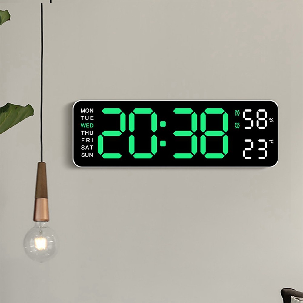 Jual Large Digital Wall Clock Temperature and Humidity Week Display ...