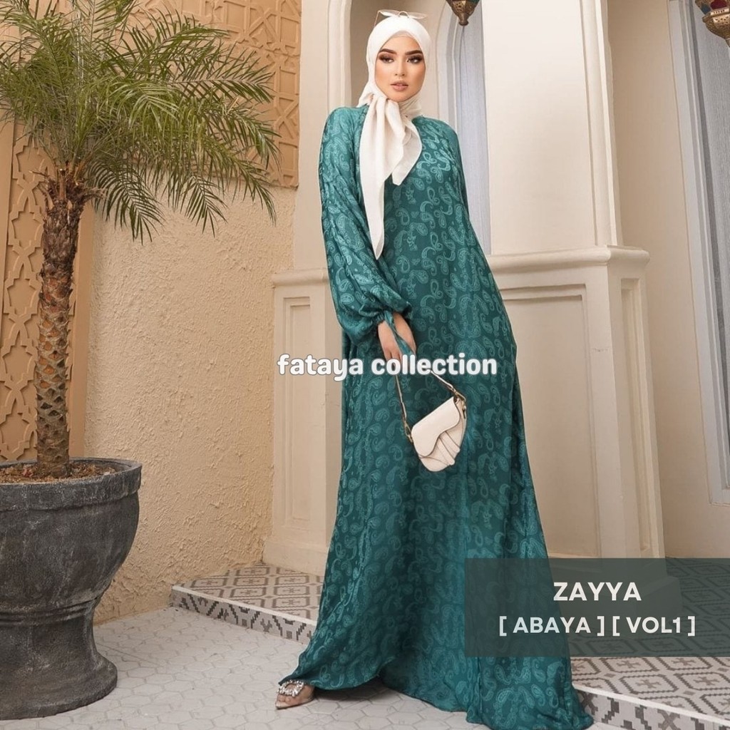 Jual Fataya Collection ZAYYA Abaya Emerald Green Paisley - Kain Baby ...