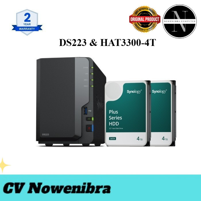 Jual Bundling Synology DS223 DiskStation 2-BAY NAS + HAT3300-4TB x 2PCS ...