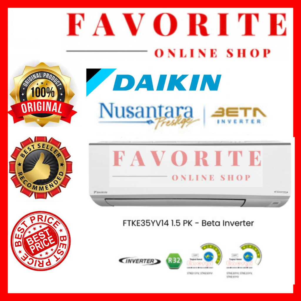 Jual AC DAIKIN 1.5PK BETA INVERTER FTKE 35YV14 / STKE35YV14 / DAIKIN ...