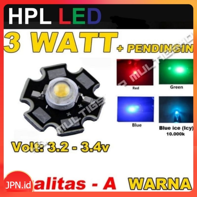 Jual HPL 3W High Power LED 3W Warna dengan PCB Aluminium - JPN | Shopee ...