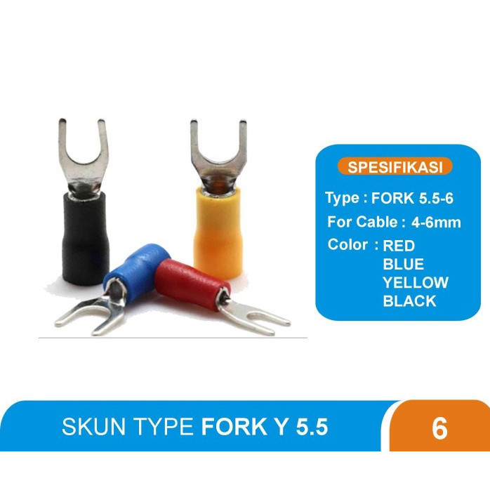 Jual Isi 100 Pcs Skun Y Untuk Kabel Terminal Tipe SV 5.5 - 6 Warna ...