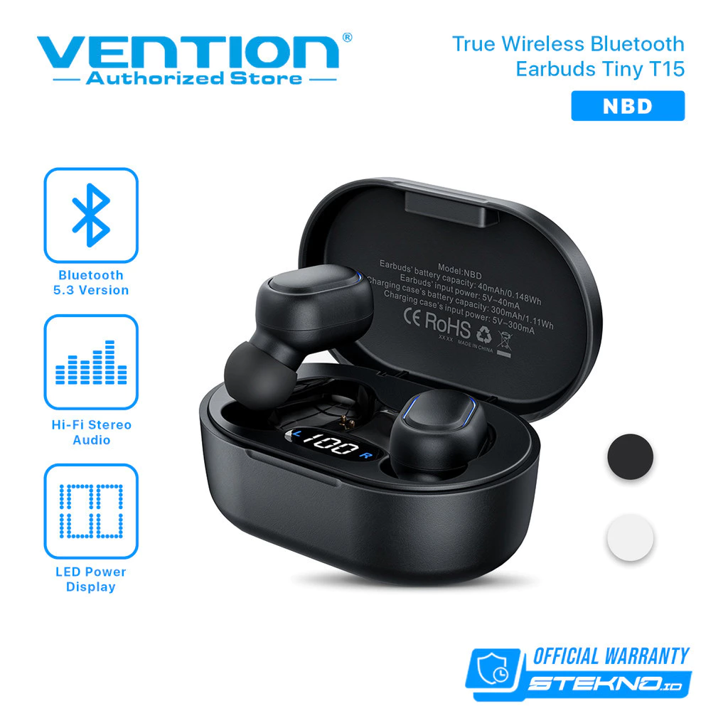 Vention TWS Bluetooth Wireless Headset Earbuds Earphone HiFi LED Display Tiny T15 Series