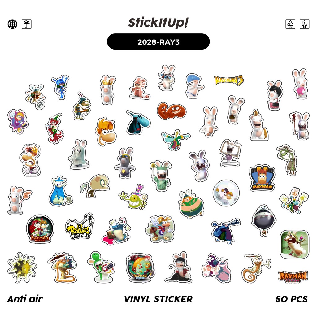 Jual COD 50 Pcs Stiker Pack GAME SERIES RAYMAN UNIVERSE CHAR MIX 03 ...
