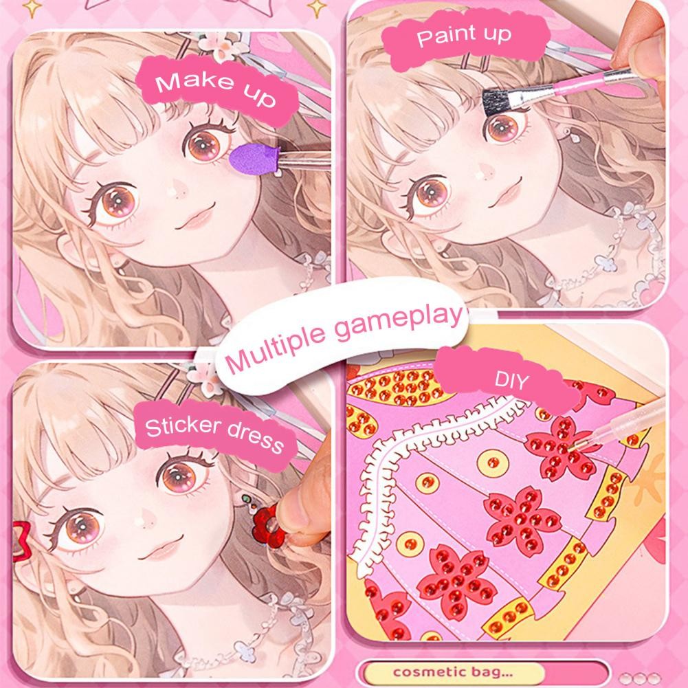 Jual Paper Makeup Activity Pack for Children Princess Dress Up Paper ...