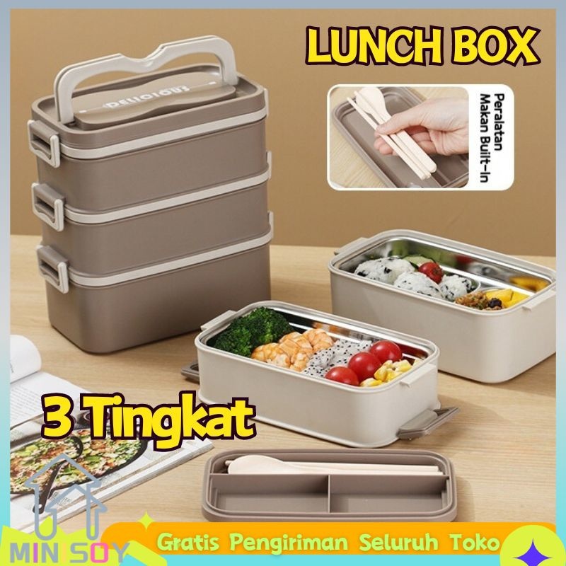 Jual 【COD】Stainless Lunch Box 3 Tingkat Lunch Box Layer Stainless 304 ...