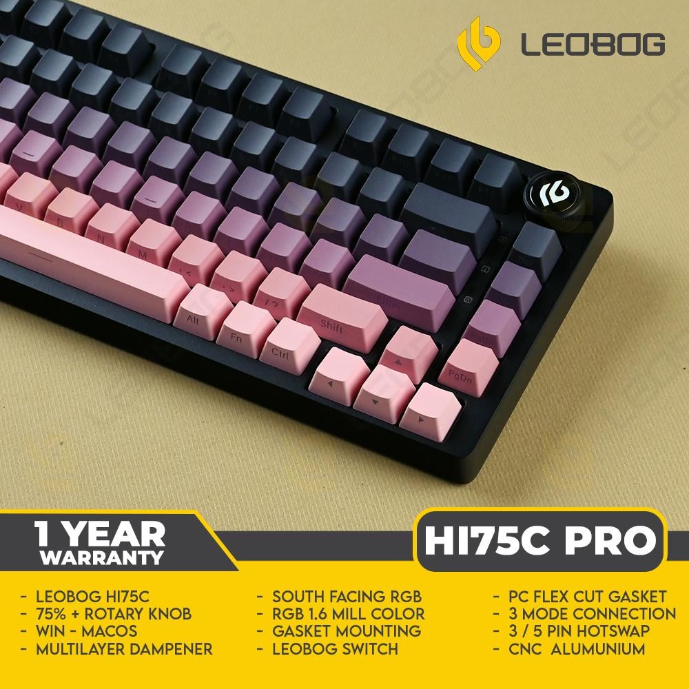 Jual Leobog HI75C PRO Black Gradient Pink - Mechanical Keyboard 75% - 3 ...
