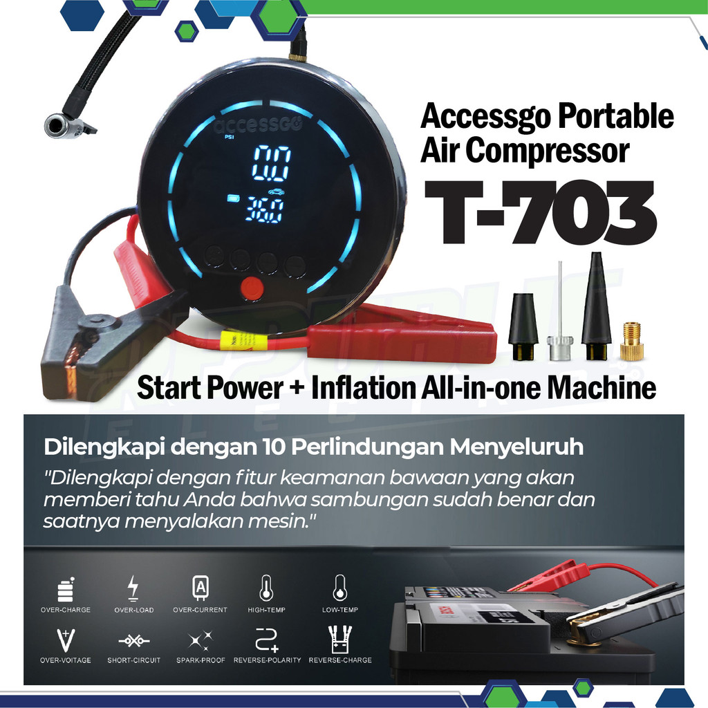 Jual POMPA ANGIN ELEKTRIK Digital T-703 Portable AIR Compressor ...