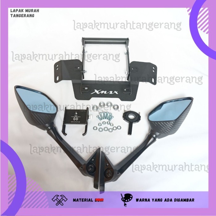 Jual Paket Breket Servo Serpo Spion R Dan Holder Hp Alumunium Logam Motor Xmax Terbaru