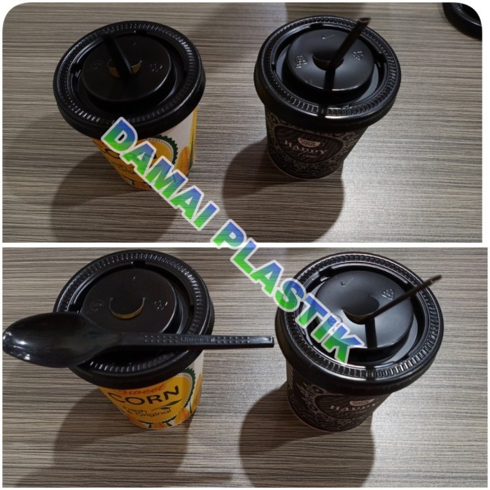 Jual Paket Paper Cup Jasuke Gelas Kertas 6,5 oz + Tutup + Sendok Jagung ...