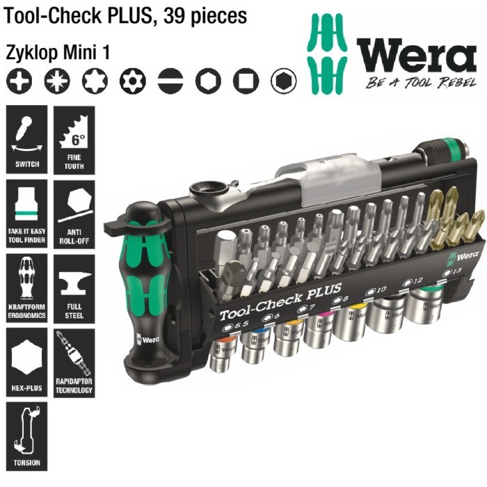 Jual Wera 05056490001 - Tool Kit Set Tool-Check PLUS Zyklop Mini - 39 ...