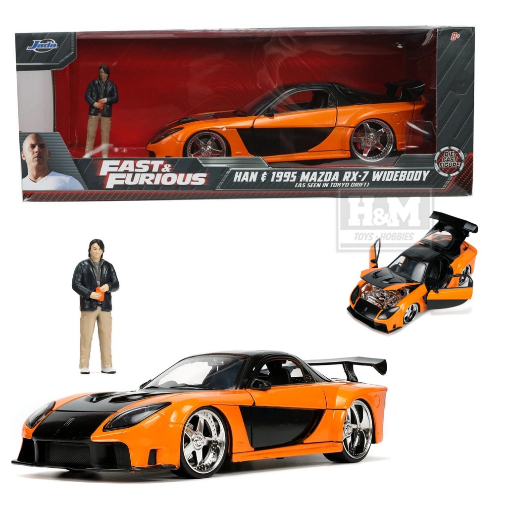 Jada Toys 1/24 - Mazda RX-7 WideBody Candy - Série Pink Slips - Rouge