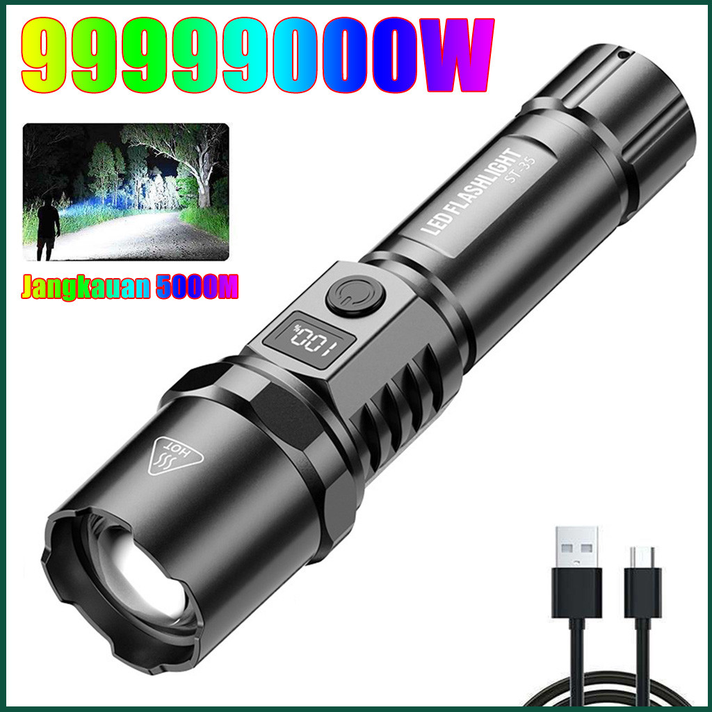 Jual 【COD】Jangkauan 5000M Senter Led Super Terang Cas Listrik Senter ...