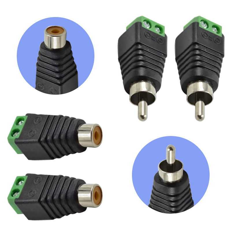 Jual 10Pcs RCA Male Plug RCA Female Socket 2 Pin Screw Terminal Adapter ...