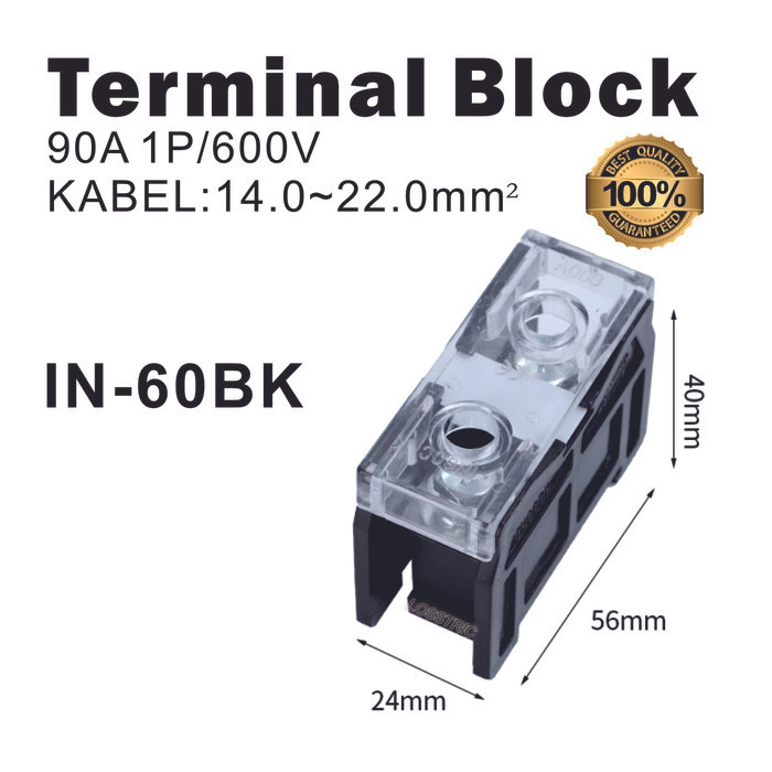 Jual Terminal Block Din Rail IN-60BK 90A 1P/600V | Shopee Indonesia