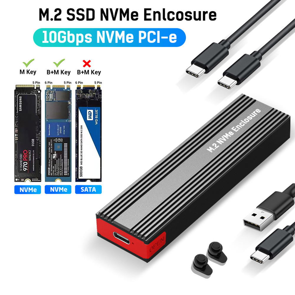 Jual M2 NVMe SSD Enclosure 10Gbps PCIe SSD Case Portable Box USB C 3.2 ...