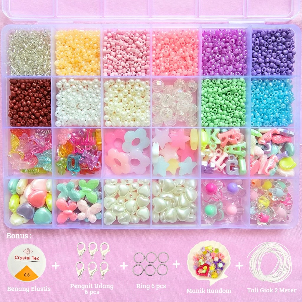 Jual Set Manik Manik Murah Lucu 1 Box DIY Beads - SM012 Bahan