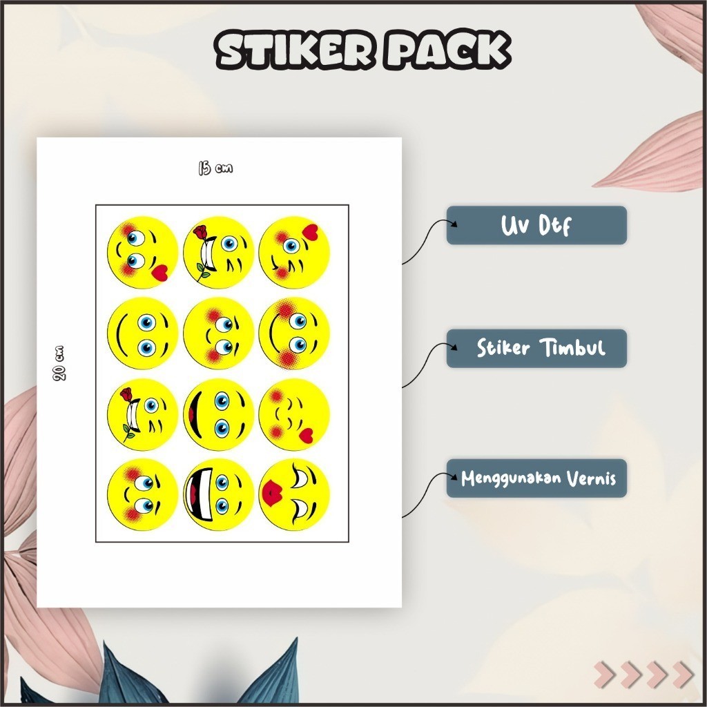 Jual Stiker Sticker Setiker Setikker Pack UV DTF Motif Emoji Kuning ...