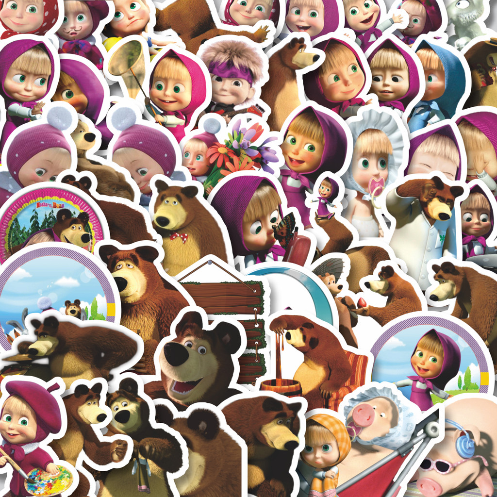 Jual Stiker Cutting Pack Stiker Kartun Series Masha And The Bear V3 Isi ...