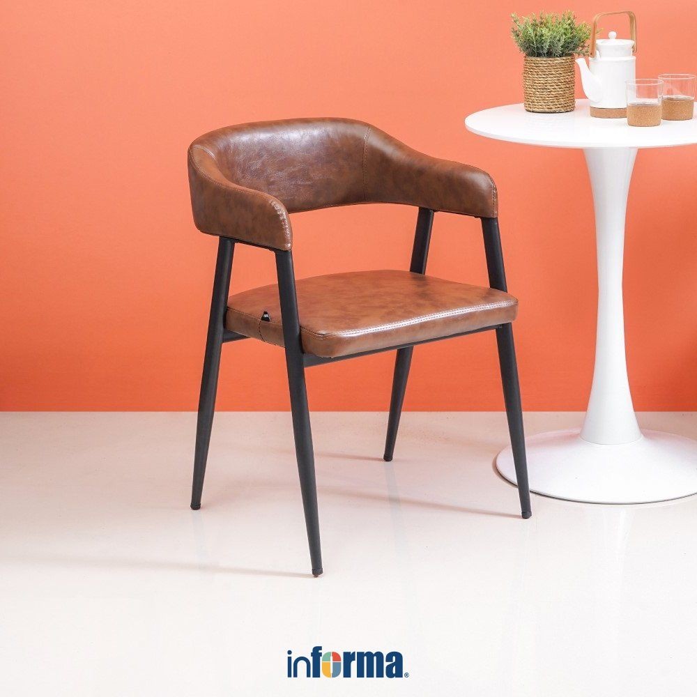 Jual Informa Maury Kursi Berlengan Kulit - Cokelat Arm Chair Cafe ...