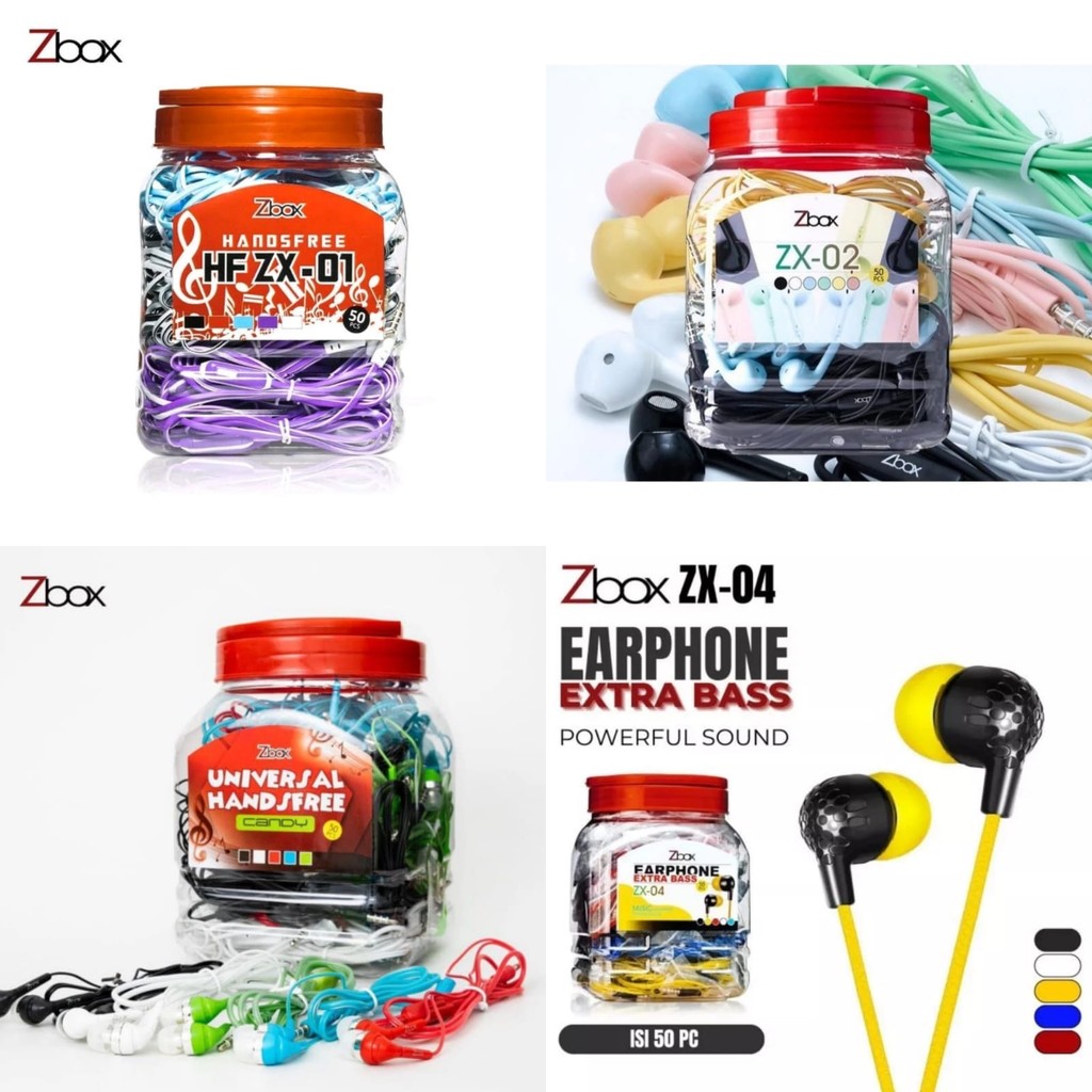 Jual (Ecer) Handsfree ZBOX Seri Lengkap | ZX-01 | ZX-02 | ZX-04 | ZX-05 |  Candy | Earphone Zbox Extra Bass - Bisa Buat Telpon | Shopee Indonesia