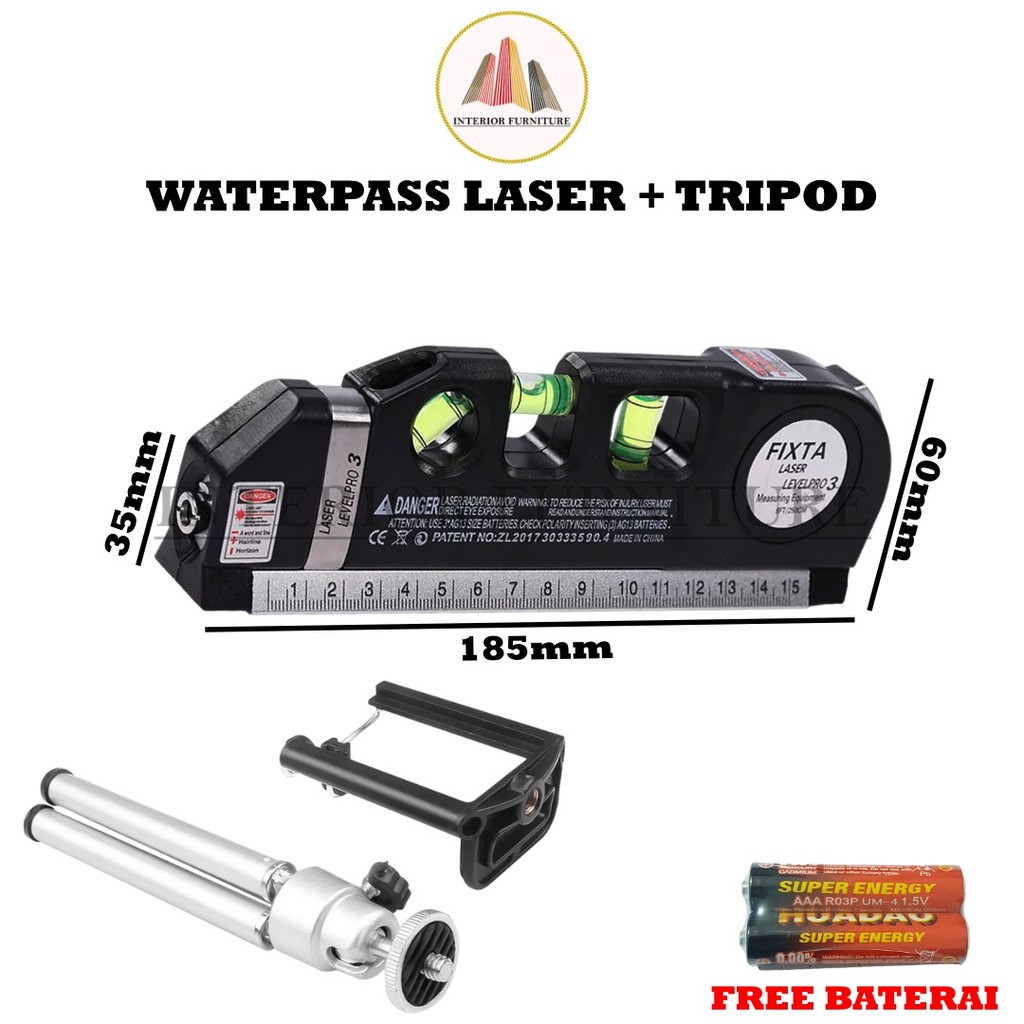 Jual Waterpass Laser Level Pro3 Meteran Levelpro3 dengan Tripod ...