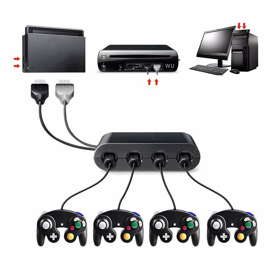 Jual 4 Ports Game Converter for GameCube GC Controller USB Adapter for ...