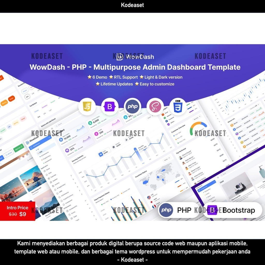 Jual WEB TEMPLATE WOWDASH - PHP - MULTIPURPOSE ADMIN DASHBOARD D2058 ...