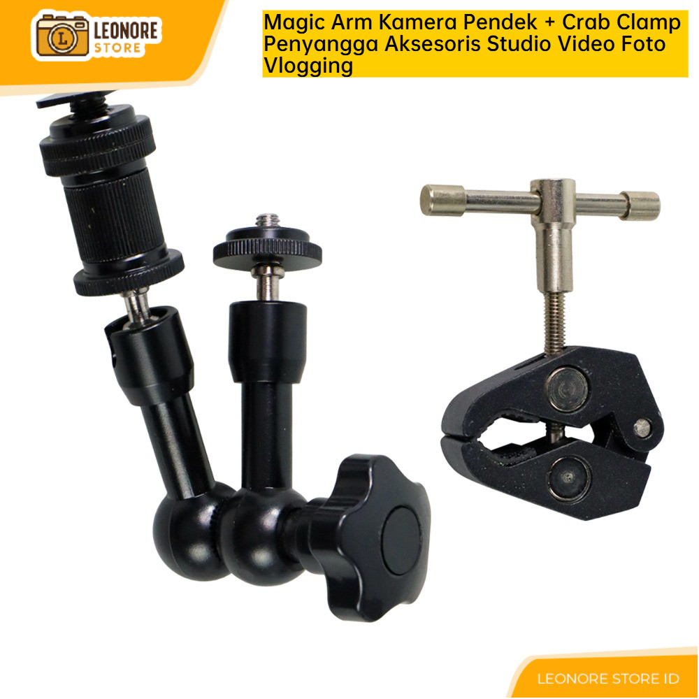 Jual Magic Arm Kamera Pendek + Crab Clamp – Andoer S-070 Penyangga ...