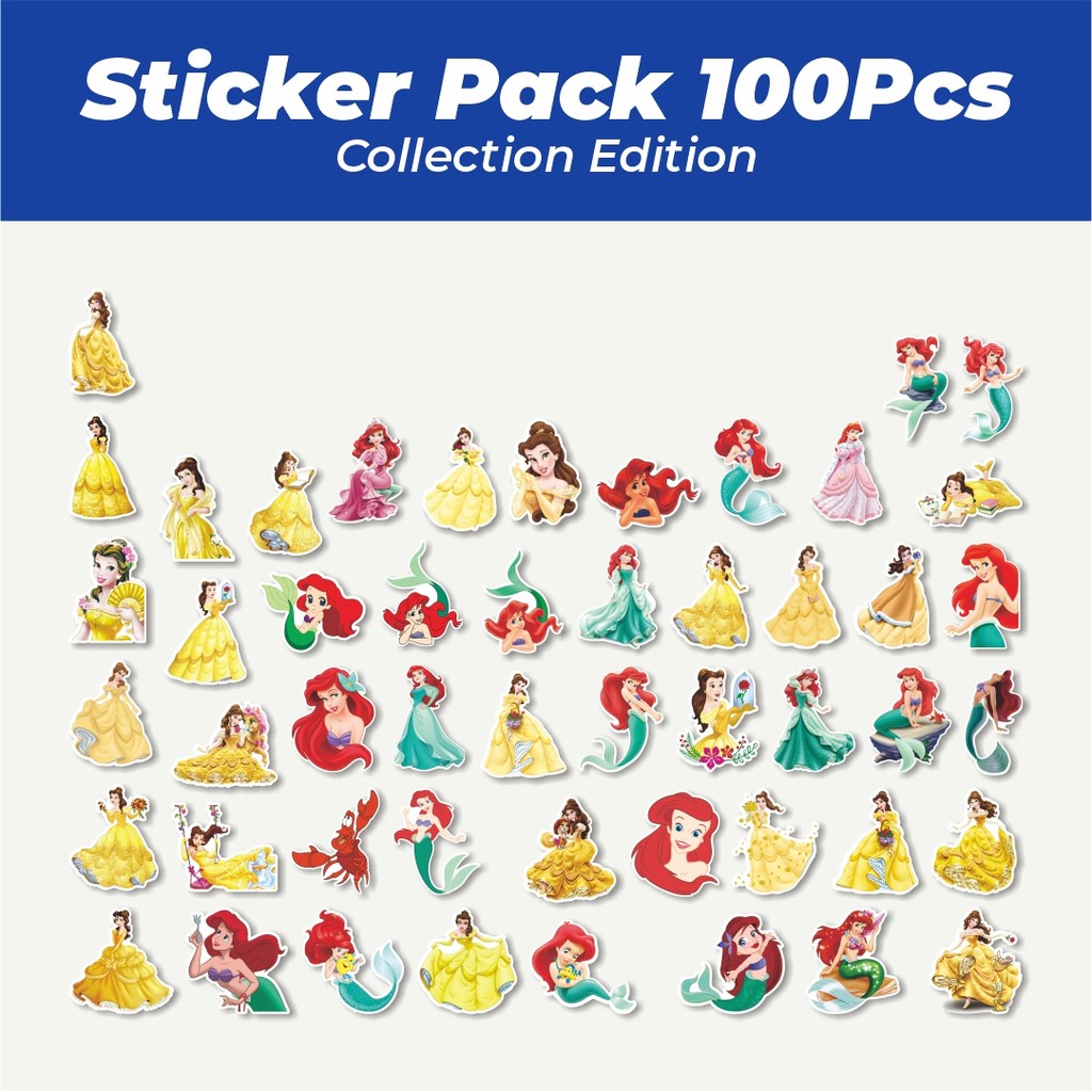 Jual Hot Stiker Disney Princess Ariel & Belle Lucu Anti Air Stikers ...