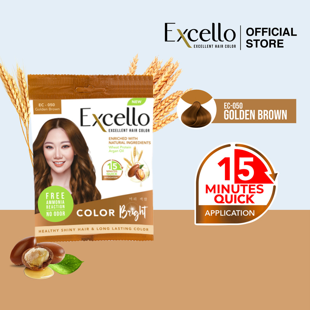 Jual Excello Excellent Hair Color EC-050 Golden Brown 20ml+20ml ...