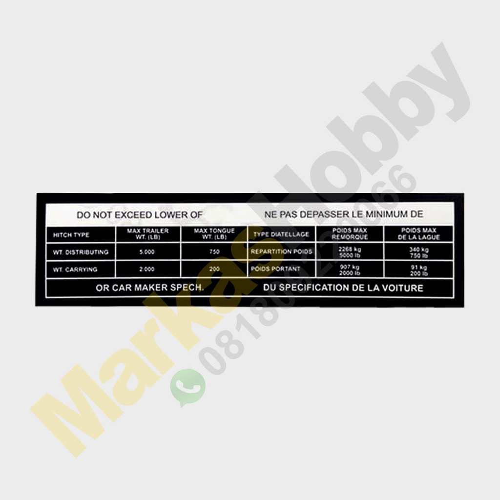 Jual Towing Load Towbar Warning Sign Stiker Variasi Sticker Peringatan ...