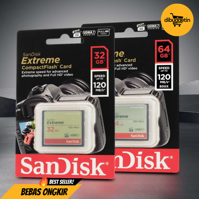 Jual SanDisk Extreme Compact Flash Card 32GB 64GB VGP-20 120MB/s ...