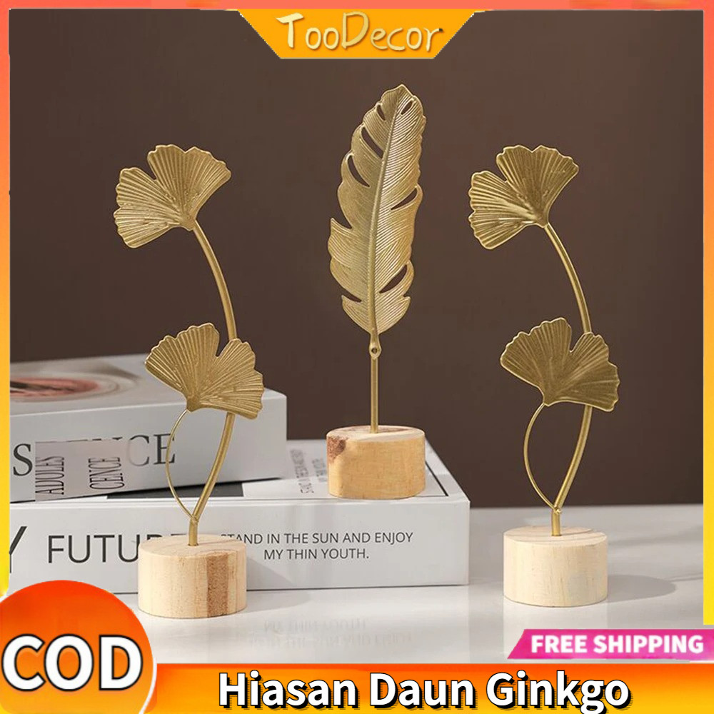 Ornamen Hiasan Mewah Dekorasi Golden Ginkgo Ornament Ruang Tamu Rumah Dekorasi Hiasan Daun Ginkgo