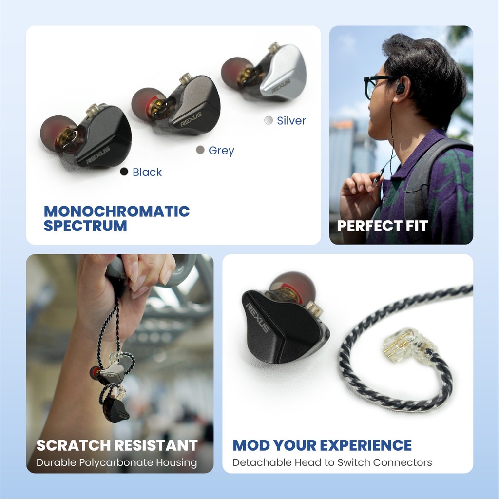 Rexus EM100 In Ear Monitor Earphone 10mm Dynamic Driver - IEM with Mic (4)