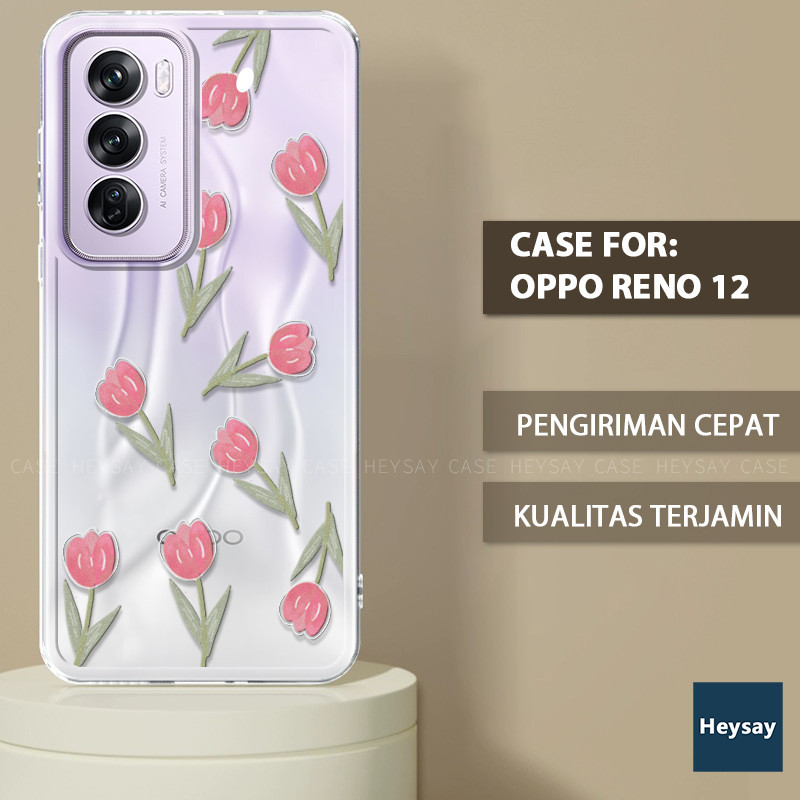 ILING Case For OPPO Reno 12 Pro 5G, Ultra Thin Elegant Flower And Cute Cartoon Pattern Design Transparent Shockproof Soft Silicone TPU Bumper Women Girls Cover (Cat