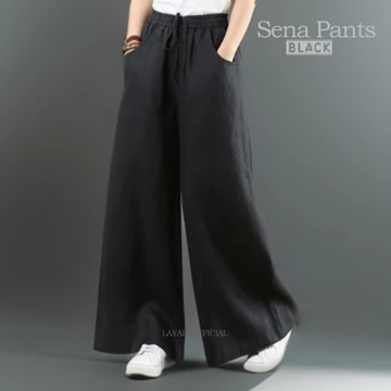 Celana Kulot Wanita Sena Polos Allsize Fit To Xxxxl Linen Premium