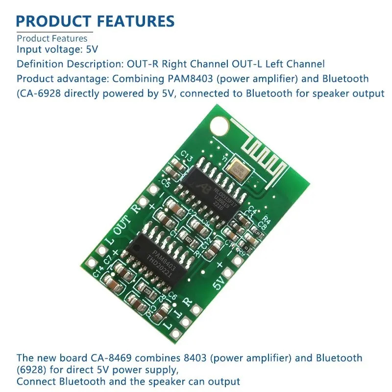 Jual Modul CA-8469 5V Bluetooth Module 5.0BT Audio Power Amplifier ...