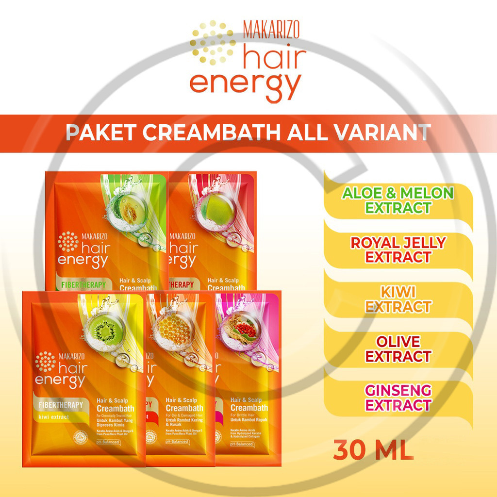Jual Makarizo Hair Energy Fibertherapy Hair &Scalp Creambath 30mL ...