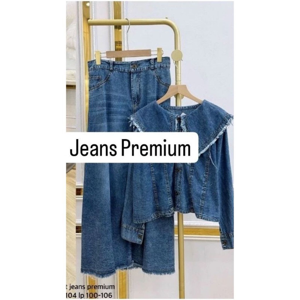 Jual Vallina Outfit - One Set Jeans Setelan Rok Wanita Muslim 2in1 All ...