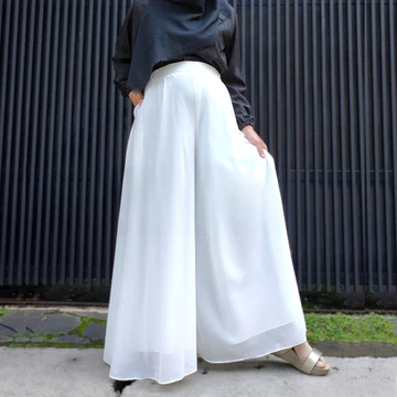 Celana Kulot Panjang Payung Lebar Wanita Muslimah Polos Palazzo Sifon Chiffon Ceruty Pants