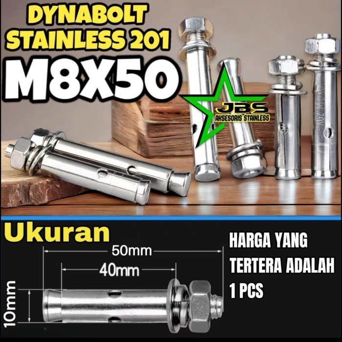 Jual DYNABOLT SS 201 M8x50 - DINABOLT - ANCHOR BOLT STAINLESS | Shopee ...