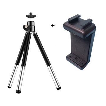 Aluminum Alloy Table Tripod Mini Tripod Metal With Handphone Holder Clip For HP Camera Tripod