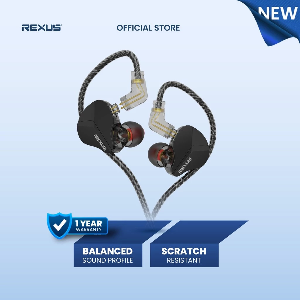 Rexus EM100 In Ear Monitor Earphone 10mm Dynamic Driver - IEM with Mic