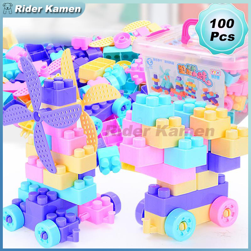 Jual Ready MAINAN ANAK BLOCK BRICK SUSUN ISI 100PCS KEMASAN BOX Mainan ...