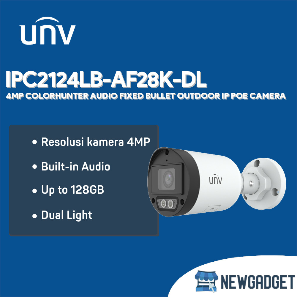 Jual UNV IPC2124LB-AF28K-DL 4MP COLORHUNTER AUDIO FIXED BULLET OUTDOOR ...