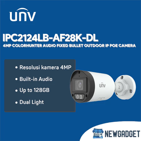 UNV IPC2124LB-AF28K-DL 4MP COLORHUNTER AUDIO FIXED BULLET OUTDOOR IP POE CAMERA