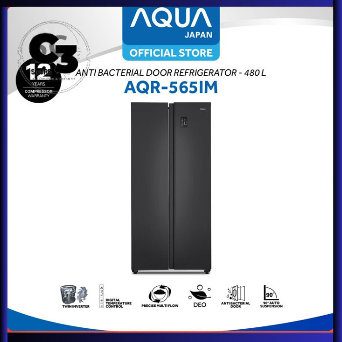 Jual AQUA JAPAN Kulkas AQR 565 IM (GB) 480 Liter Side By Side Anti ...